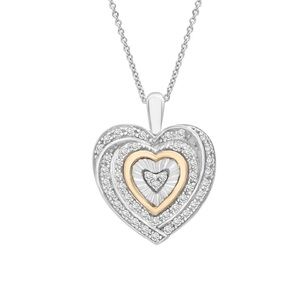 Elegant Silver and Gold Heart Pendant Necklace